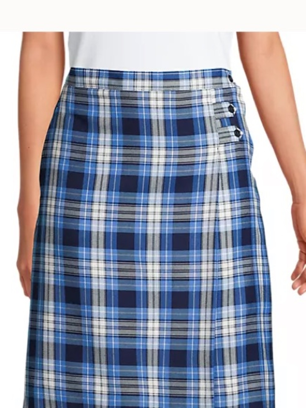 Lands' End sz 9 Clear Blue Plaid skirt preppy academia y2k schoolgirl kidcore